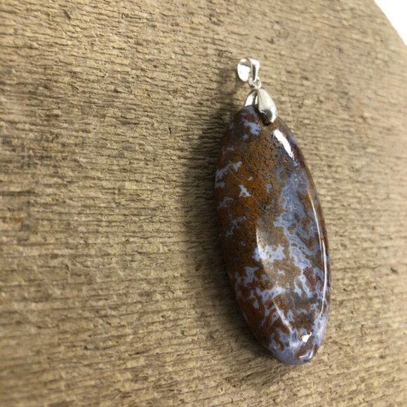 Rare Crazy Lace & Plume Agate Necklace Pendant - Picture 2 of 6